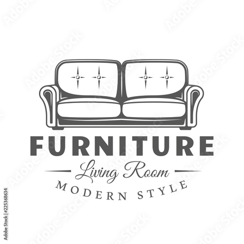Furniture label isolated on white background