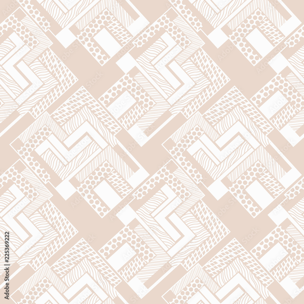 seamless geometric abstract pattern with waves of stripes and dots