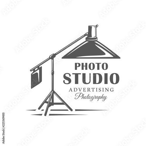 Photo studio label isolated on white background