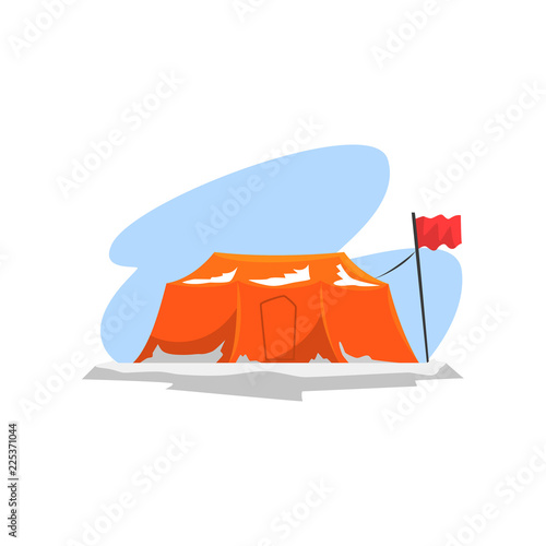 Tourist camp in winter landscape, expedition to the Arctic vector Illustration on a white background
