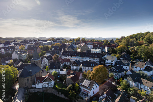historical village panorama view from roof of castle blankenstein in europe germany hattingen photo