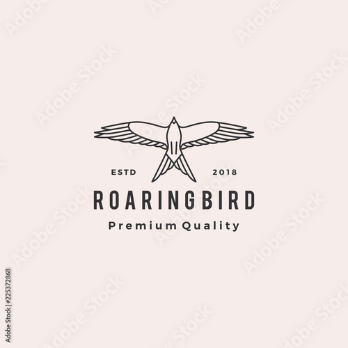 roaring bird logo retro hipster vintage vector icon illustration