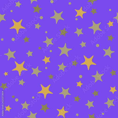 Geometric seamless pattern. Monochrome randomly abstract vector texture with stars