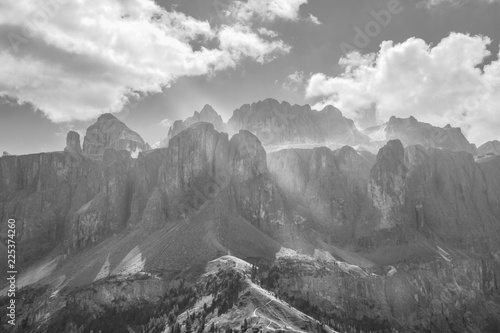 Dolomites mountains b w