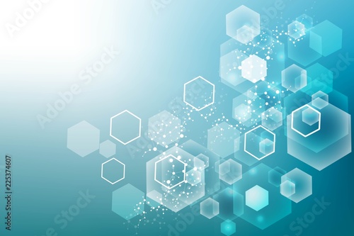 Modern futuristic background of the scientific hexagonal pattern. Virtual abstract background with particle  molecule structure for medical  technology  chemistry  science. Social network vector