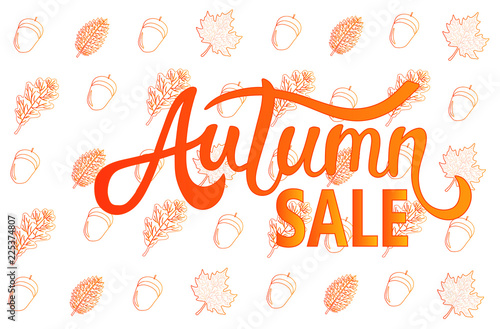Abstract vector Illustration Autumn sale on colorful watercolor background. Lucky template for your advertising and special offers.