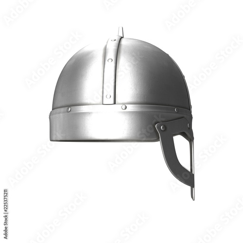 Viking Helmet With Mask On White Background. Isolated On White Background. 3D Illustration
