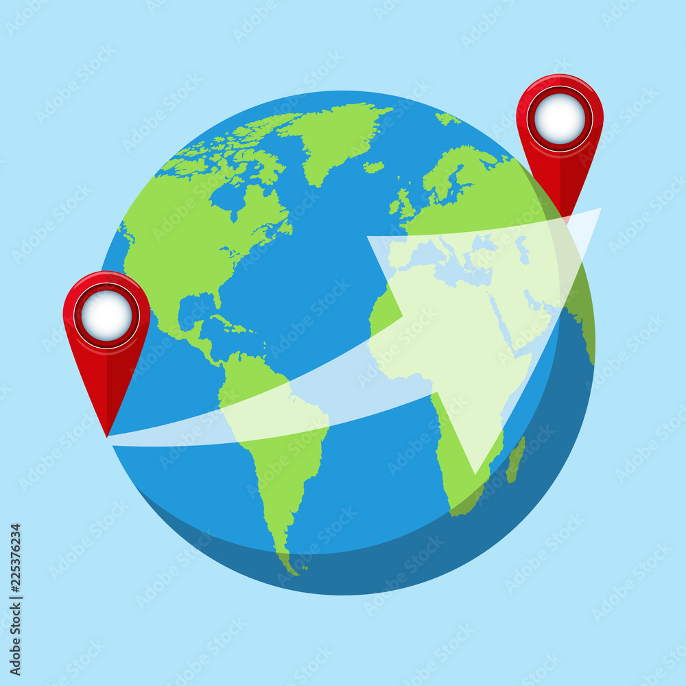 International delivery services. Vector illustration. Global shipping program concept. International delivery services. Vector illustration. Global shipping program concept.