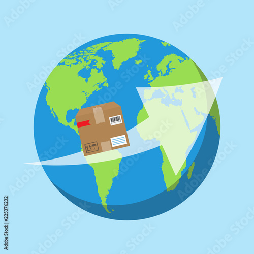 International delivery services. Vector illustration. Global shipping program concept.