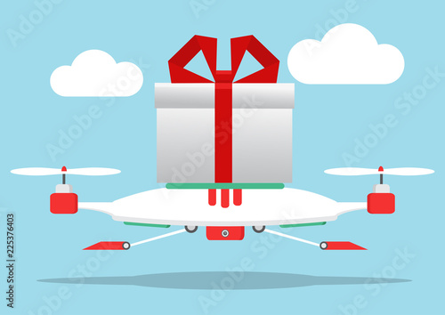 Present quick solution. Vector illustration. Fast gift delivery service concept.