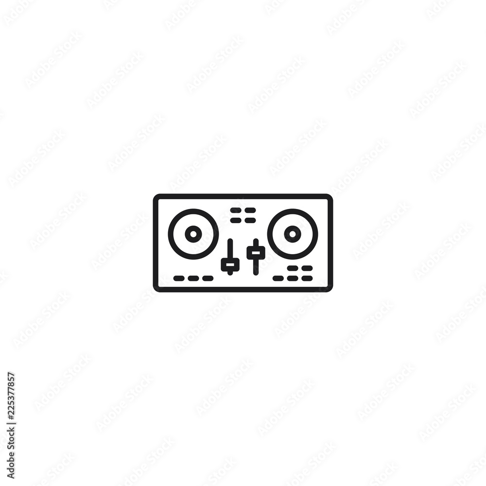 line dj turntable icon on white background line dj turntable icon on white background