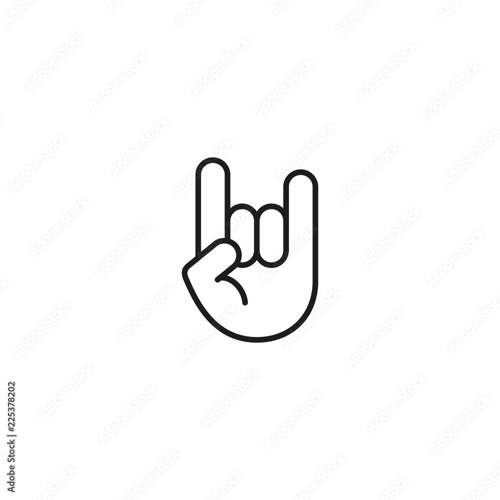 line rock and roll hand sign on white background line rock and roll hand sign on white background