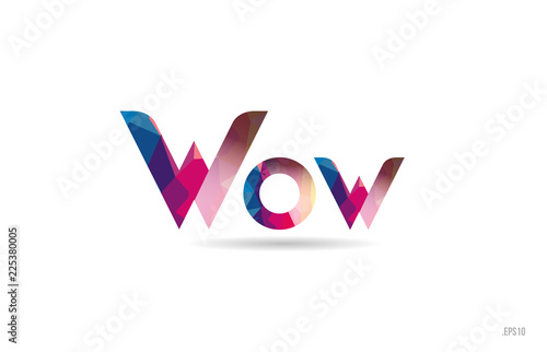 wow colored rainbow word text suitable for logo design