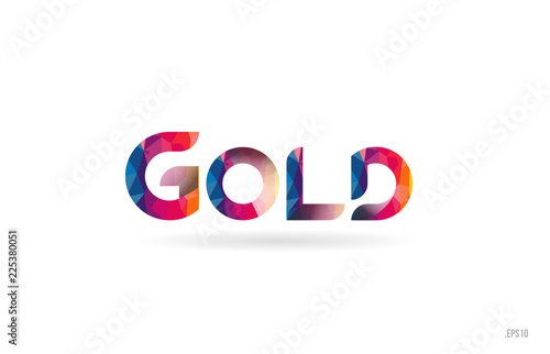 gold colored rainbow word text suitable for logo design