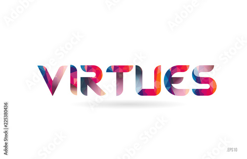 virtues colored rainbow word text suitable for logo design photo