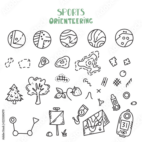 Vector illustration of orienteering map signs