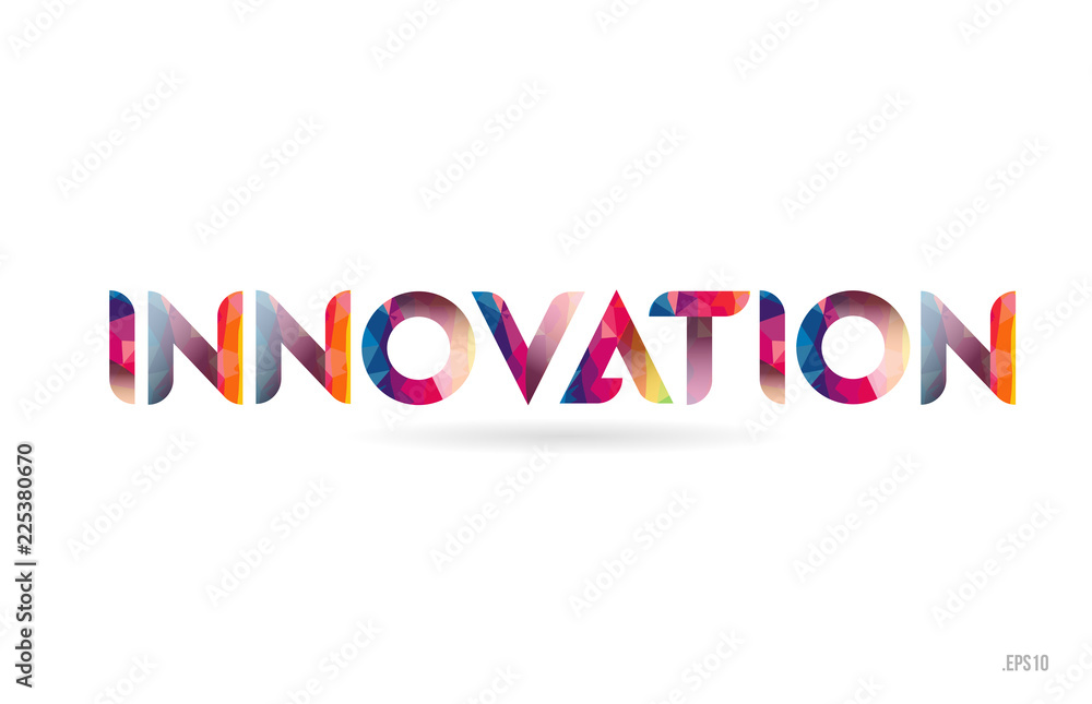 innovation colored rainbow word text suitable for logo design - obrazy, fototapety, plakaty 