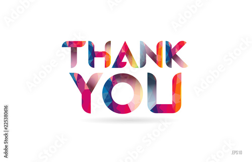 thank you colored rainbow word text suitable for logo design