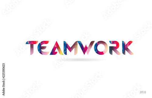 team work colored rainbow word text suitable for logo design