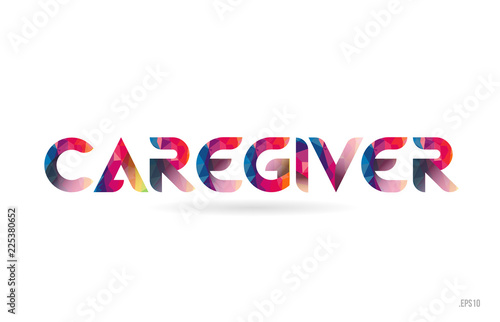 caregiver colored rainbow word text suitable for logo design