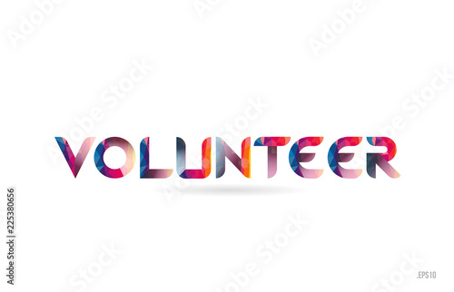volunteer colored rainbow word text suitable for logo design