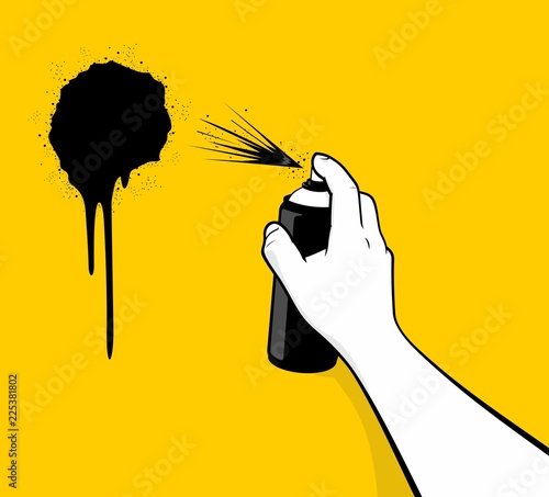 Man hand using black spray painting