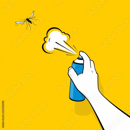 Man hand using insecticide to kill mosquito photo