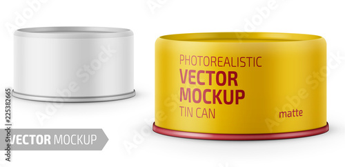 Tuna can with label on white background.