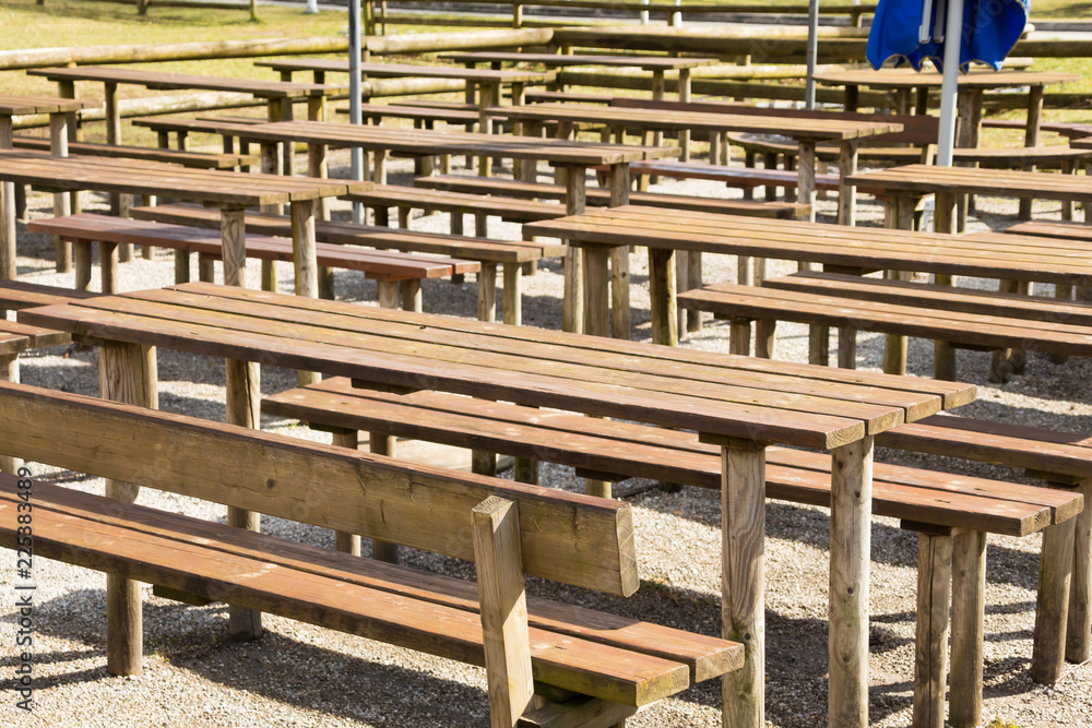 bavarian beergarden - table and benches