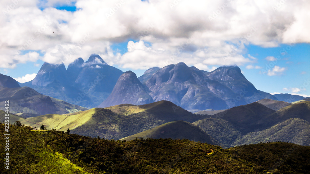 Panorama of Three Peaks State Park, Teresopolis, Rio de Janeiro, Brazil