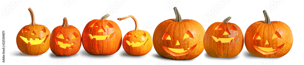 Halloween pumpkin head jack lanterns on white background Halloween pumpkin head jack lanterns on white background