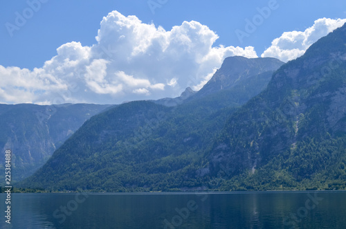 Picturesque view of river and mountains on sunny day