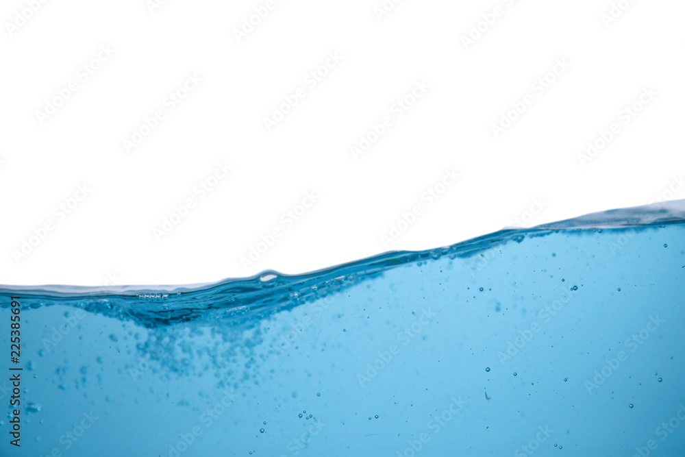 Clear blue water wave on white background Clear blue water wave on white background