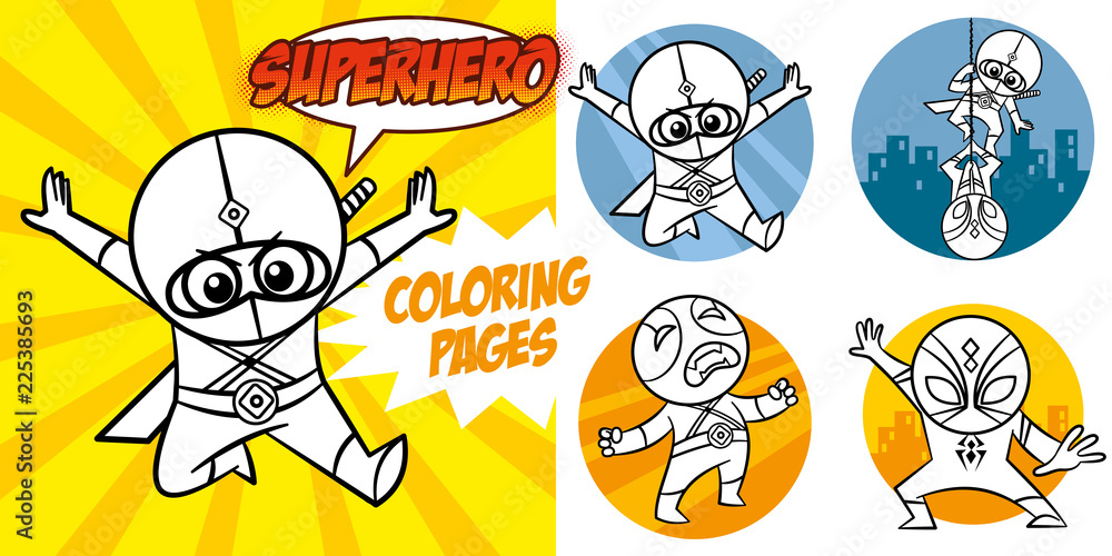 Superhero Coloring Book. Comic character Vector Illustration