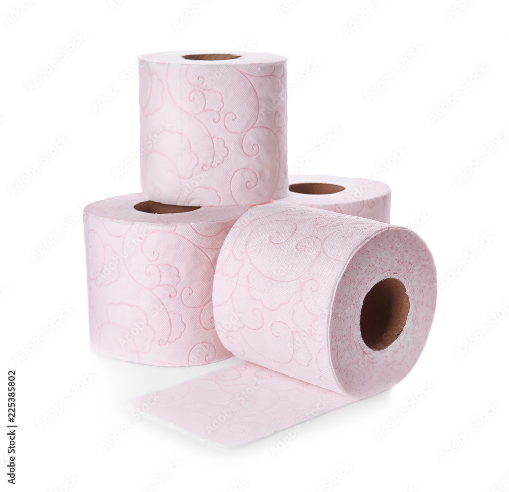 Rolls of toilet paper on white background. Personal hygiene Rolls of toilet paper on white background. Personal hygiene