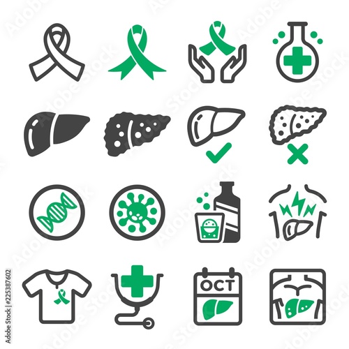 liver cancer icon set