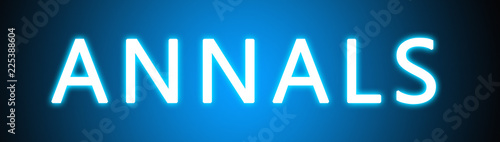 Annals - glowing white text on blue background