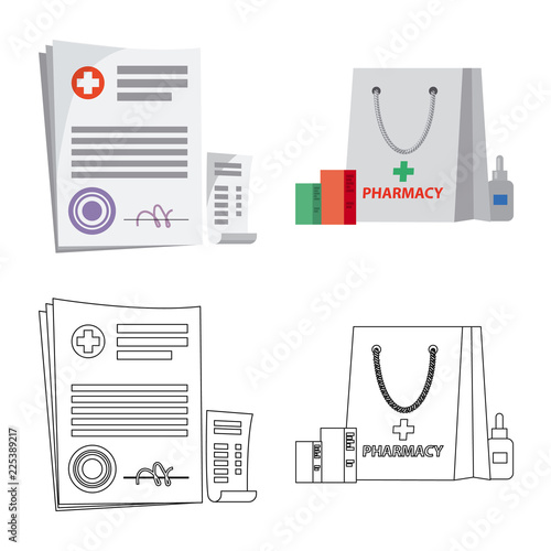 Isolated object of pharmacy and hospital logo. Collection of pharmacy and business stock symbol for web.