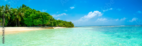 Panorama of the beautiful sandy beach in uninhabited island