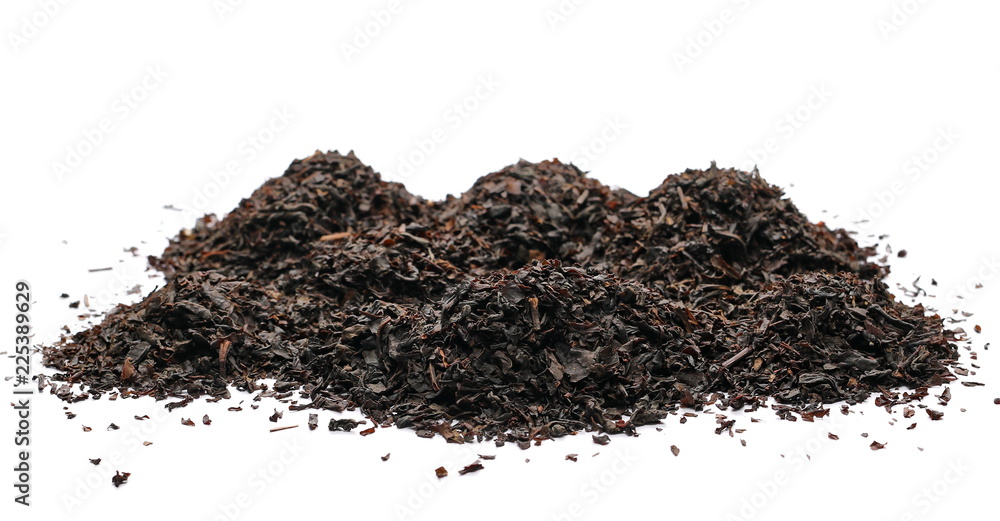 Black tea leaves isolated on white background Black tea leaves isolated on white background