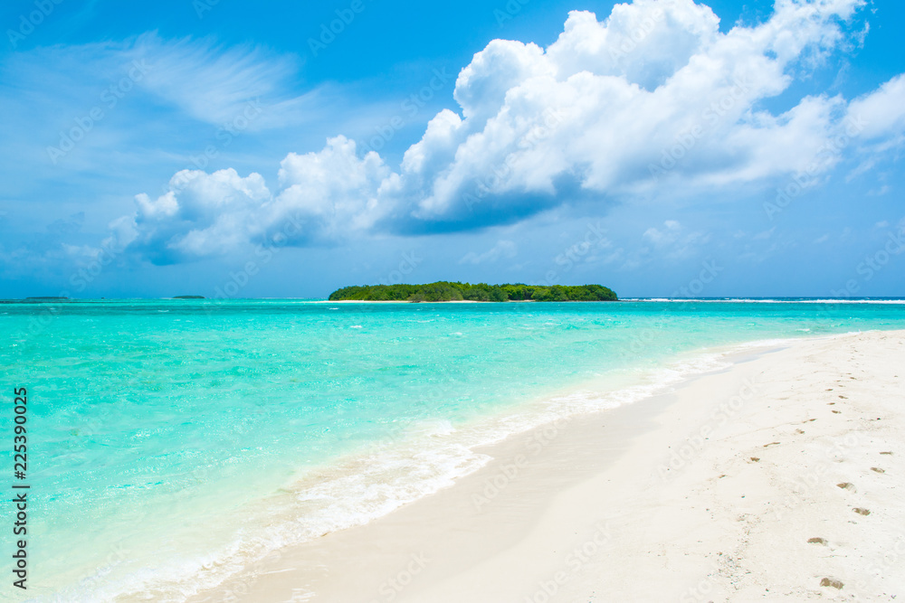 Naklejka premium Beautiful sandy beach in uninhabited island