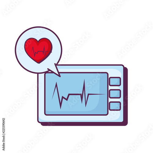 heart cardiology with ekg machine
