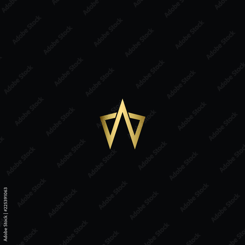 Modern Minimal Geometric and Linear Letter W Logo Design in Black and Gold Color Modern Minimal Geometric and Linear Letter W Logo Design in Black and Gold Color