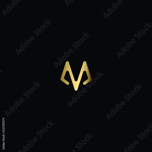 Free Download Modern Minimal Geometric and Linear Letter MM Logo Design in Black and Gold Color - GFXLoad