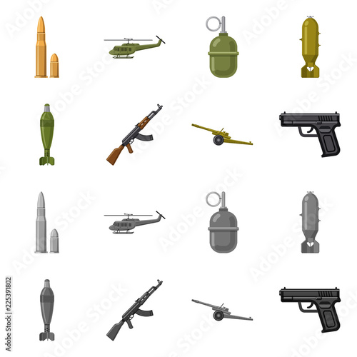 Vector design of weapon and gun logo. Collection of weapon and army stock vector illustration.