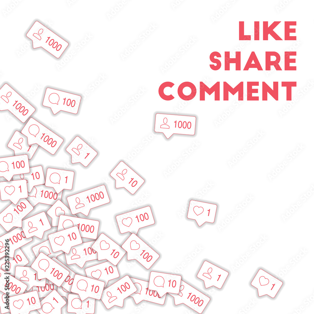 6686502 Social media icons. Social media marketing concept. Falling counter comment friend notification. Sca