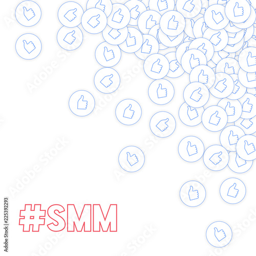 6686501 Social media icons. Social media marketing concept. Falling scattered thumbs up. Scattered top right