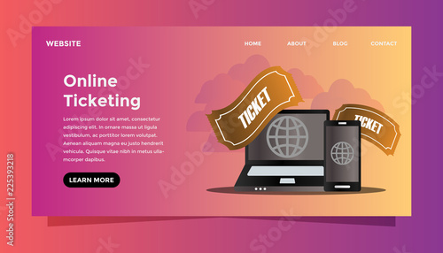 Online ticketing concept web illustration