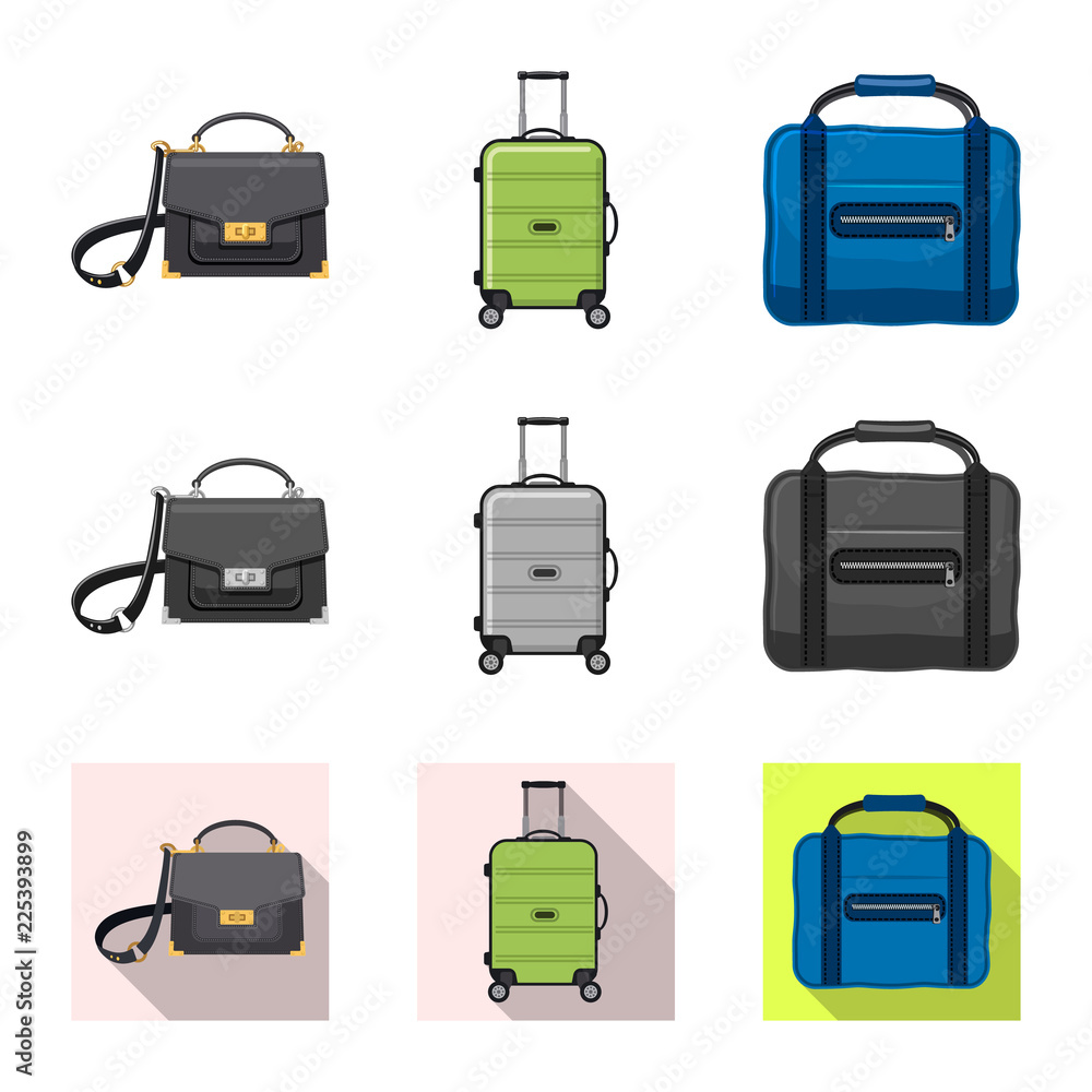Vector design of suitcase and baggage logo. Collection of suitcase and journey vector icon for stock. Vector design of suitcase and baggage logo. Collection of suitcase and journey vector icon for stock.
