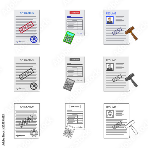 Vector design of form and document logo. Set of form and mark stock vector illustration.